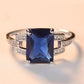 Royal Blue Love Heart Shaped Zircon Ring Single Zircon Ring Blue Oval Double Layer Multilayer Diamond Zircon Ring