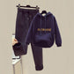 2pcs/set  Autumn Winter Fleece Hoodies Vintage Sweatshirt Two Piece Set Woman Tracksuits Jogger Pants Thick Warm Clothes
