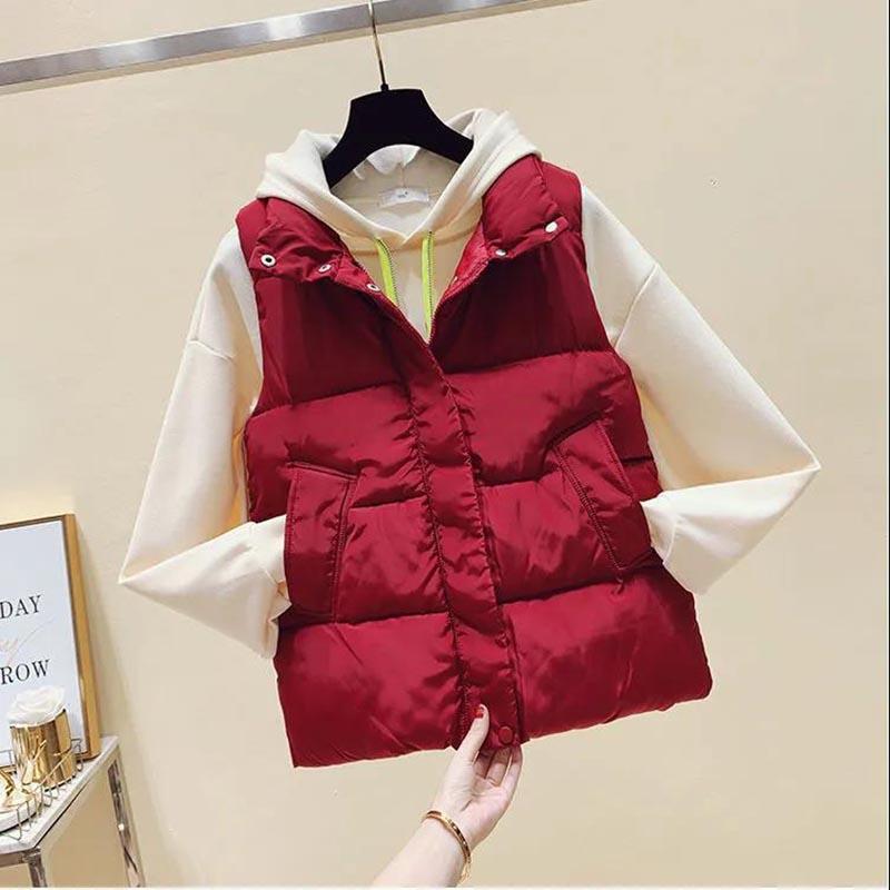 Vest Women's Spring and Autumn Style Down Cotton Warm Large Size Slim Fit All-match Outer Wear
