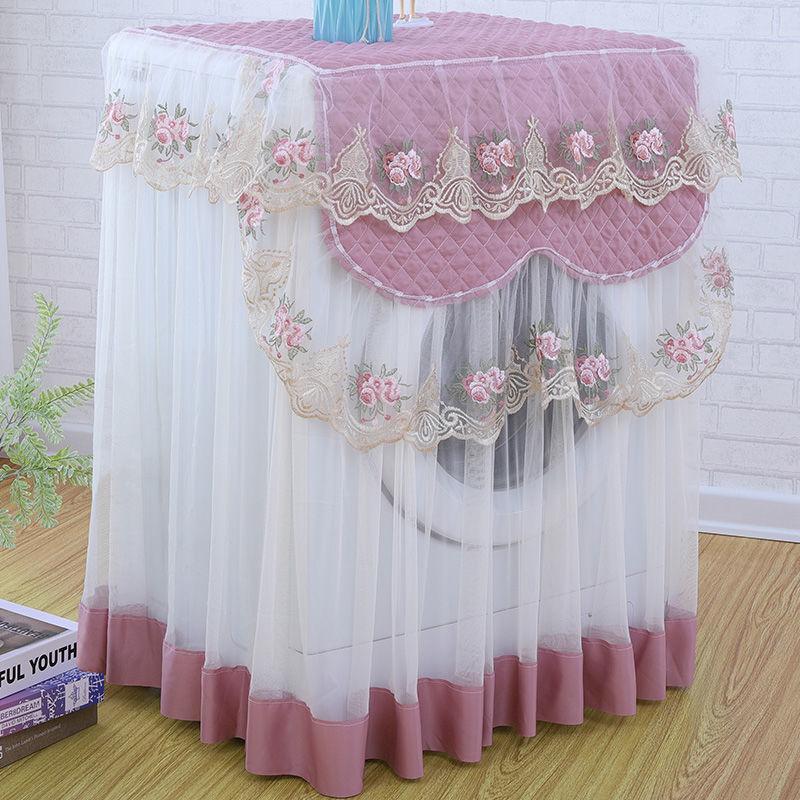Lace Washing Machine Cover Dustproof Embroidery Floral Home Decor Protector Washing Machine Covers