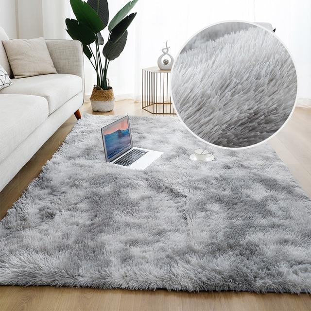 Soft Carpet for Living Room Plush Rug Fluffy Thick Carpets Bedroom Decor Area Long Rugs Anti-slip Floor Mat Gray Kids Room Mat