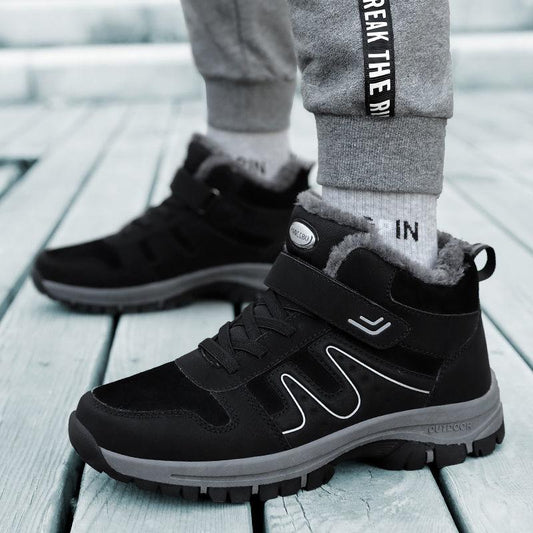 Elderly Shoes Men's Winter Plus Velvet Warm Cotton Shoes Middle-aged Hiking Shoes Anti-slip Soft Bottom Sports Shoes