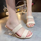 High-heeled Slippers Women's Summer Wear Fashion Woven Sandals Bohemian Ethnic Style Crystal Thick Heel Women's Summer Wear