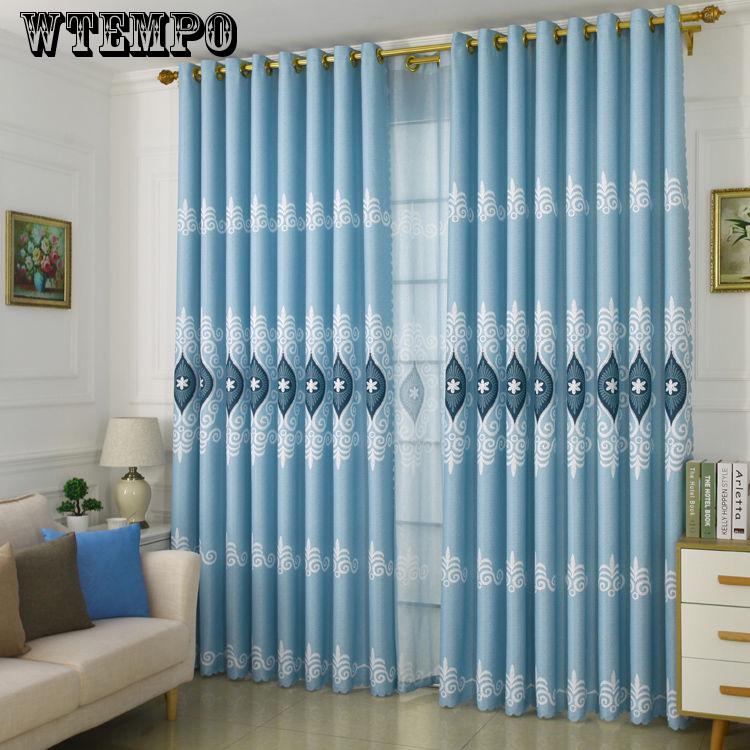 Chenille Fabric Stylish Durable Flower Window Curtain Blackout Grommet Curtains