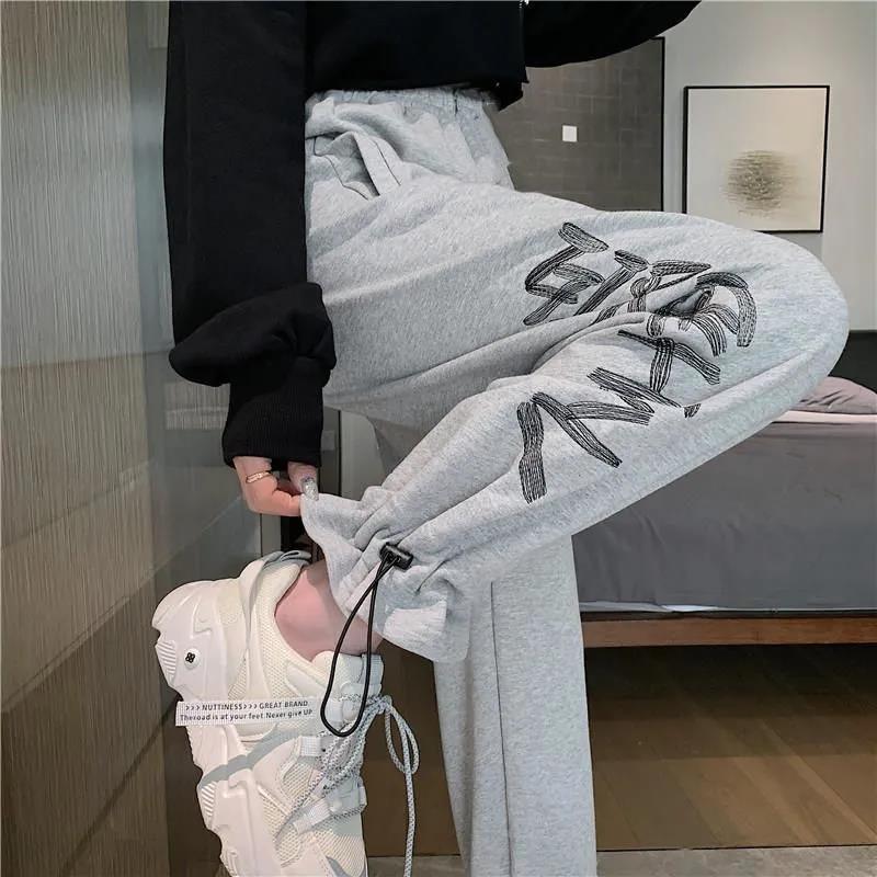 Korean Women's Casual Wide-leg Pants Student Loose and Versatile Cropped Trousers High Waist Slim Straight Track Pants Trend