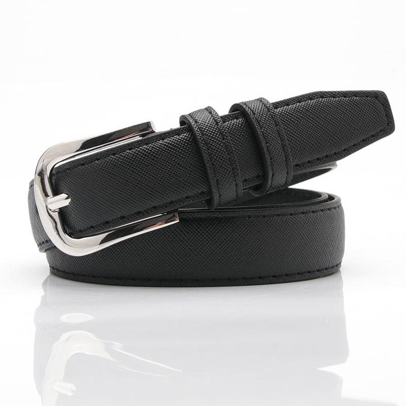 Women Belt Simple Pin Buckle Wild Decoration Black Belt Cross Pattern Wide Belt