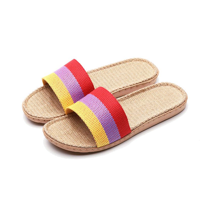 Home Slippers Men and Women Couple Linen Slippers Spring and Summer Autumn Indoor Floor Non-slip Home Slippers