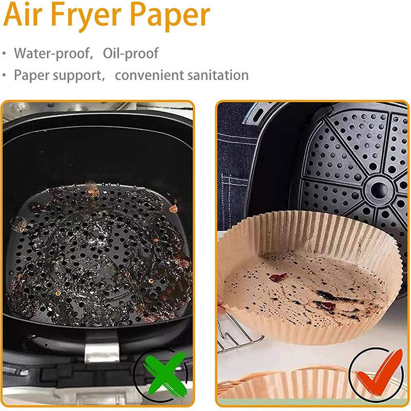 Air Fryer Disposable Paper Liner, Air Fryer Liners, Natural Parchment Paper Non-Stick Air Fryer Liners Cooking Paper(free Oil Brush)