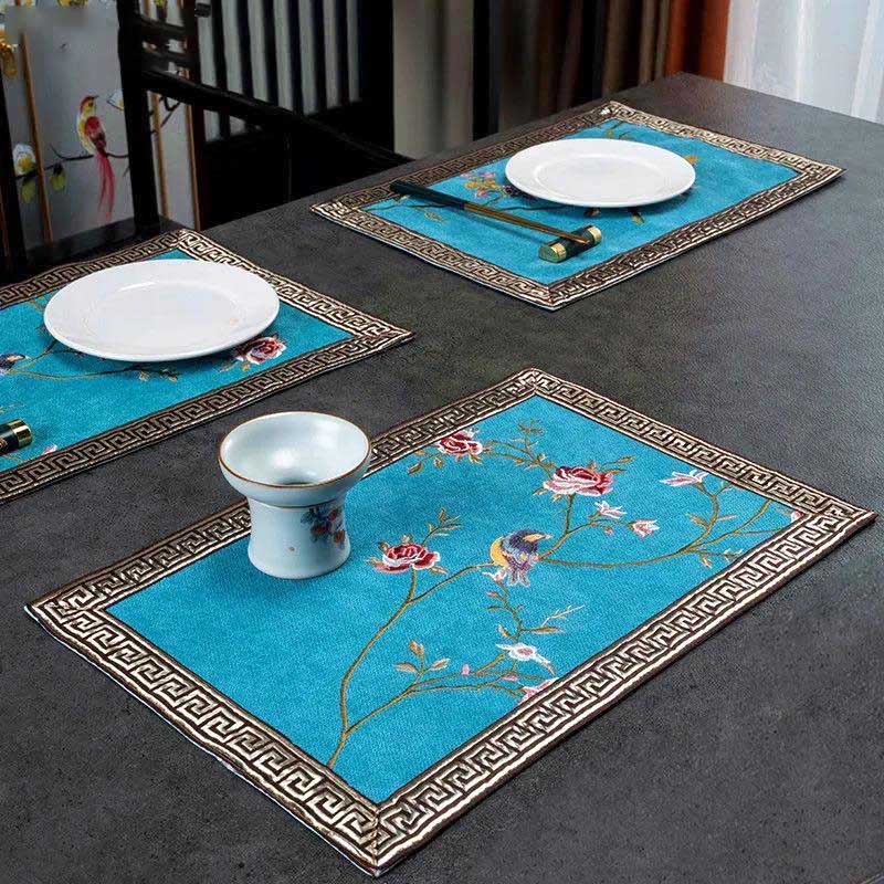 Chinese Style Placemat Insulation Pad Tea Coaster Cotton and Linen Fabric Household Restaurant Table Mat Bowl Mat Tableware Mat