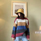 Women's Autumn  Winter Long-sleeved Hedging Striped Color-blocking Sweater All-match Casual Fashion Sweater
