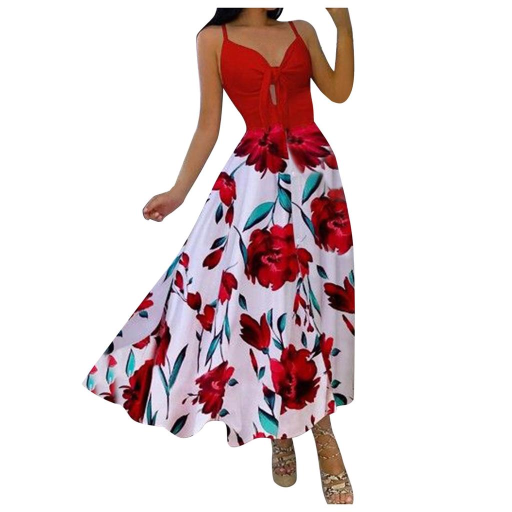 Women Button Casual Sleeveless Camis Vest V-Neck Ladies Long Dress