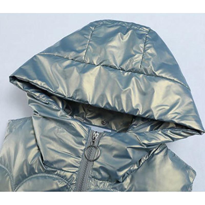 Winter Ladies Hooded Down Vest Jacket Fashion Glossy Down Cotton Sleeveless Jacket Thicken Warm Winter Vest