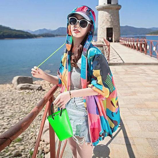 M-3XL Spring Autumn Plus Size Loose Thin Coats Women's Summer Long Sleeve Camouflage Print Hooded Sun Protection Jackets