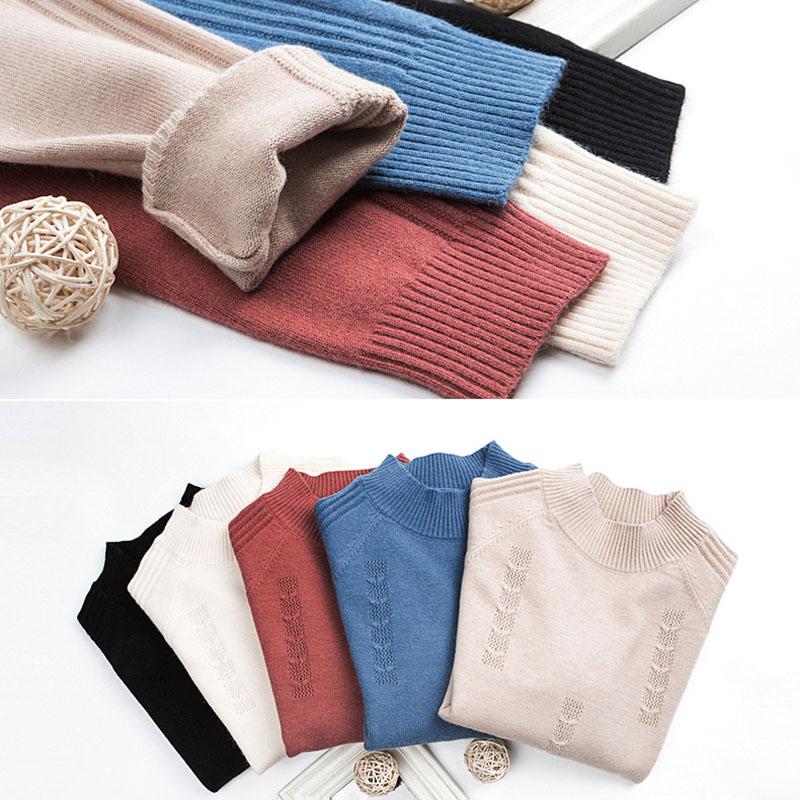 Sweater Women's Half Turtleneck Knitwear Pullover Korean Loose Solid Color Short Jacquard Trending Sweater Autumn and Winter Top