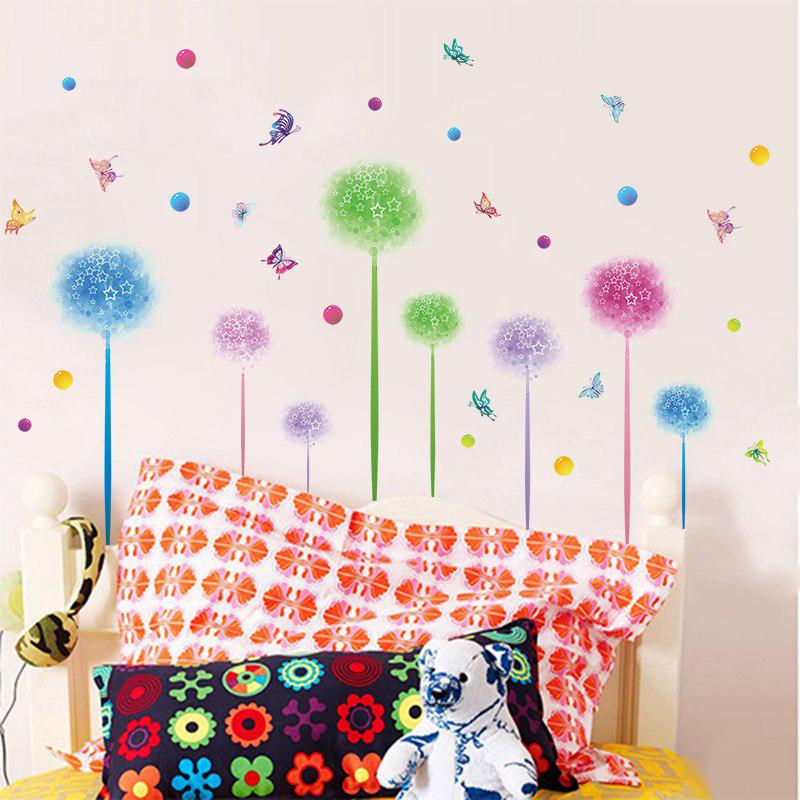 [Wall sticker ]Fantasy Flowers Dandelion Dots Butterfly Wall Stickers For Kids Rooms Kitchen Bathroo