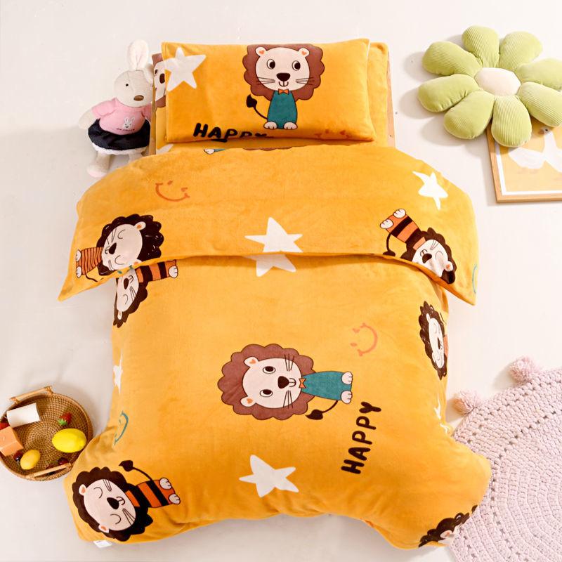 Children's Bedding Set Milk Velvet Quilt Cover Pillowcase Bed Sheet Quilt Cover Cartoon