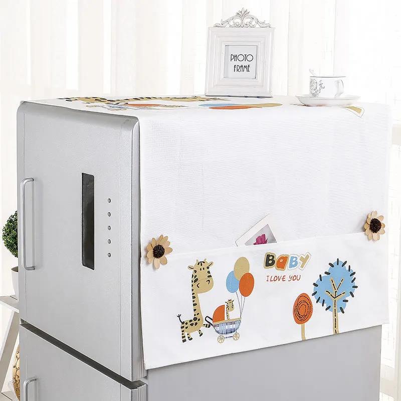 Thickened Refrigerator Cover Cloth Towel Washing Machine Cover Cloth Cartoon Pattern Refrigerator Dust Cover