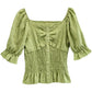 One-shoulder Puff Sleeve Shirt Women's Short-sleeved Waist Short Shirt Tops Women's Sweet Sexy Fabrics Comfortable Light and Breathable