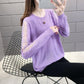 Spring and Autumn Loose Sweater Round Neck Large Size Long-sleeved Top Hollow Youth Female Bottoming Shirt