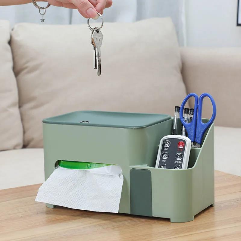 Tissue Box Living Room Household Multi-function Pumping Box Coffee Table Remote Control Storage Box Light Luxury Creative Roll Paper Tube