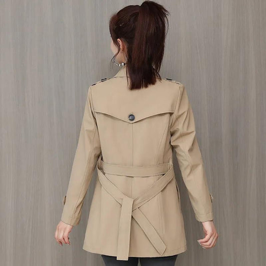 Short Trench Coat Women's Spring and Autumn Temperament Was Thin British Style Small Top Coat Women's Double Breasted