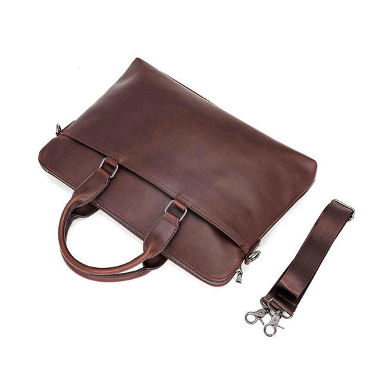 Business Briefcase Men Retro Leather Large Capacity Crossbody Bags Waterproof Handbag Computer Bag