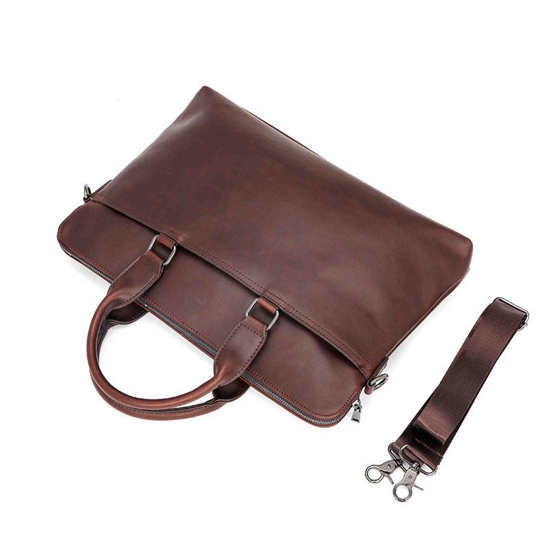 Business Briefcase Men Retro Leather Large Capacity Crossbody Bags Waterproof Handbag Computer Bag