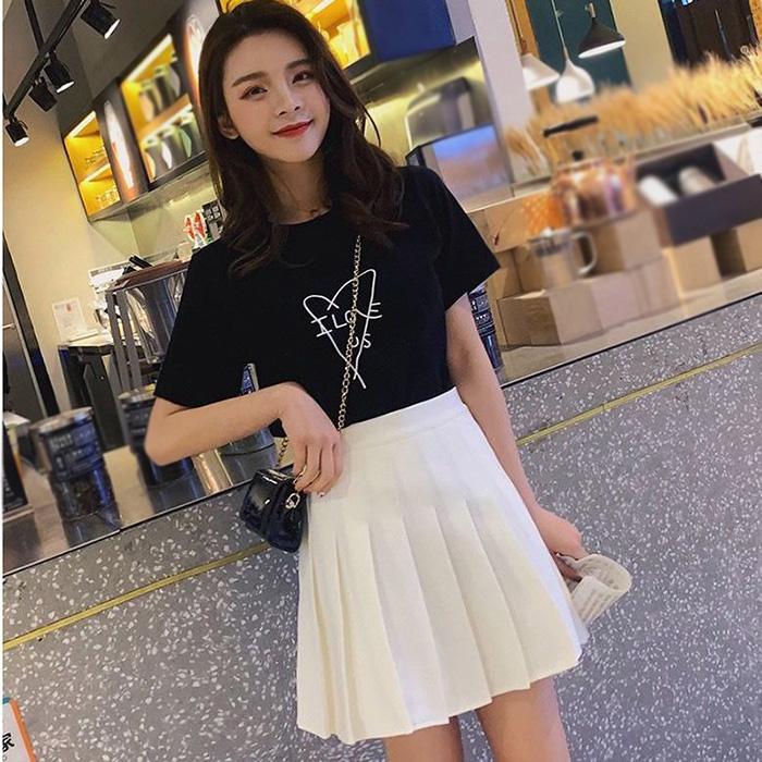 Two Layers High-waist Plus Size Short Pleated Skirt  Women's A-line Skirt  Anti-glare Solid Color Mini Skirt