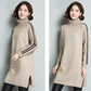 Autumn and Winter Turtleneck Thick Sweater Dress Mid-length Loose Large Size Base Skirt Fashion Simple Women's Sweater Dress