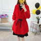 Autumn and Winter Mohair Coat Slim Thicker Loose Plus Cotton Top Women's Coat Cardigan Coat Knitted Sweater Mid-length Belt Coat Women