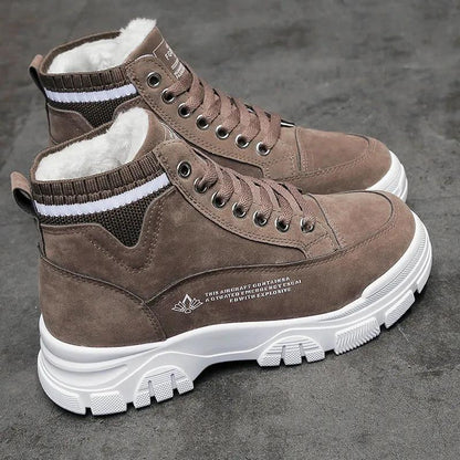 Winter Women's Shoes Plus Velvet Thick Warm Cotton Shoes Flat Heel Thick Bottom All-match High-top Shoes Martin Boots Women