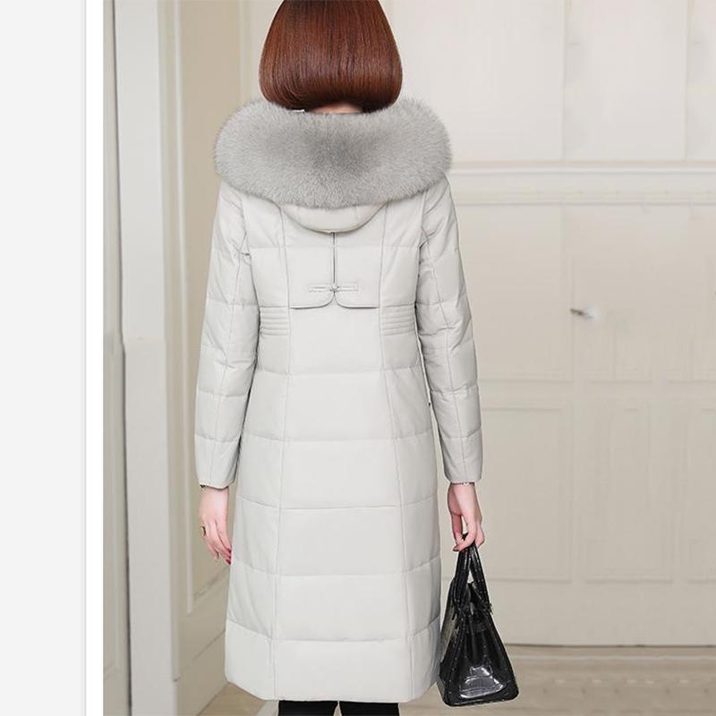 Women's Solid Color Embroidered Down Jacket Mid-length Korean Style Loose Thick Coat Warm Cotton Coat Large Fur Collar Winter Quilted Jacket