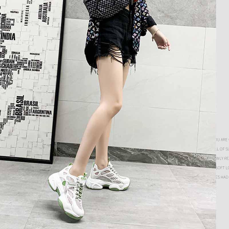 Plus Size 35-40 Summer Women Ins Mesh Sneakers Breathable Running Basketball Shoes Students Shockproof Non-slip Heighten Shoes
