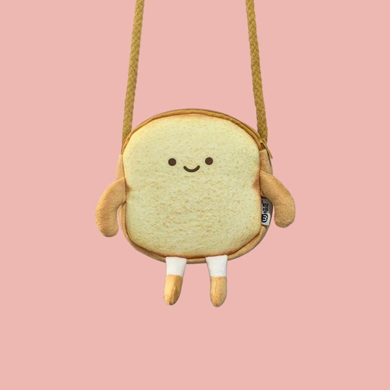 Cute Cartoon Toast Coin Purse Fluffy Messenger Bag Cute Small Bag Wild Mini Bag Girl Student Outing Trip Crossbody Bags