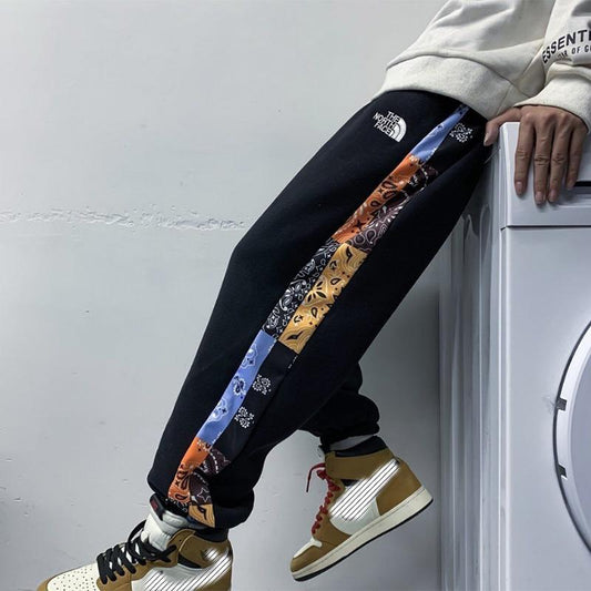 Autumn and Winter Casual Sports Men's Sweatpants Ins Casual Loose Cashew Flower Wide Leg Trousers