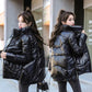 Glossy Short Women's Down Jacket Winter Korean Style Loose Cotton Clothes Casual Stand-collar Cotton Jacket