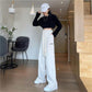 Women's Versatile Loose Wide Leg Pants Thin Embroidered Casual Pants Jogging Sports Pants Straight Pants Show Legs Long Pants