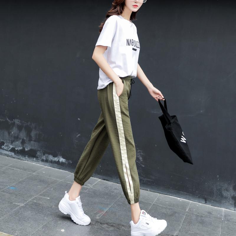 Thin Korean Style Summer Ice Silk Cotton Linen Sweatpants Women Women's Loose Nine-point Bloomers Harem Pants Casual Pants