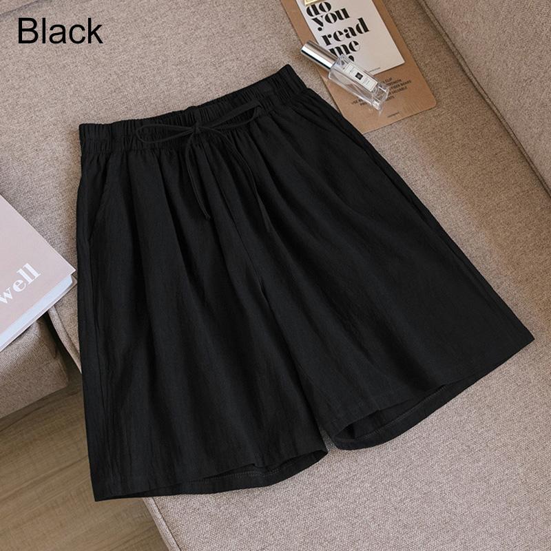 Summer Thin Section Breathable Cotton and Linen Shorts Women's Large Size Home Linen Five Points Loose Wide-leg Pants