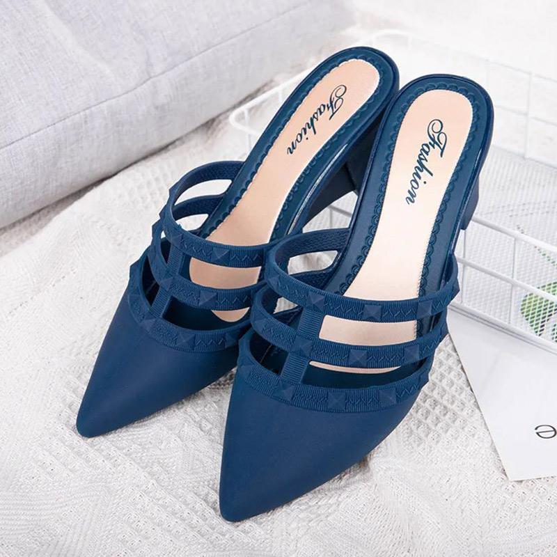 Summer Lazy Casual Fashion Thick Heel Sandals Girls Pointed Wedge Heels Outside Wear Beach Shoes