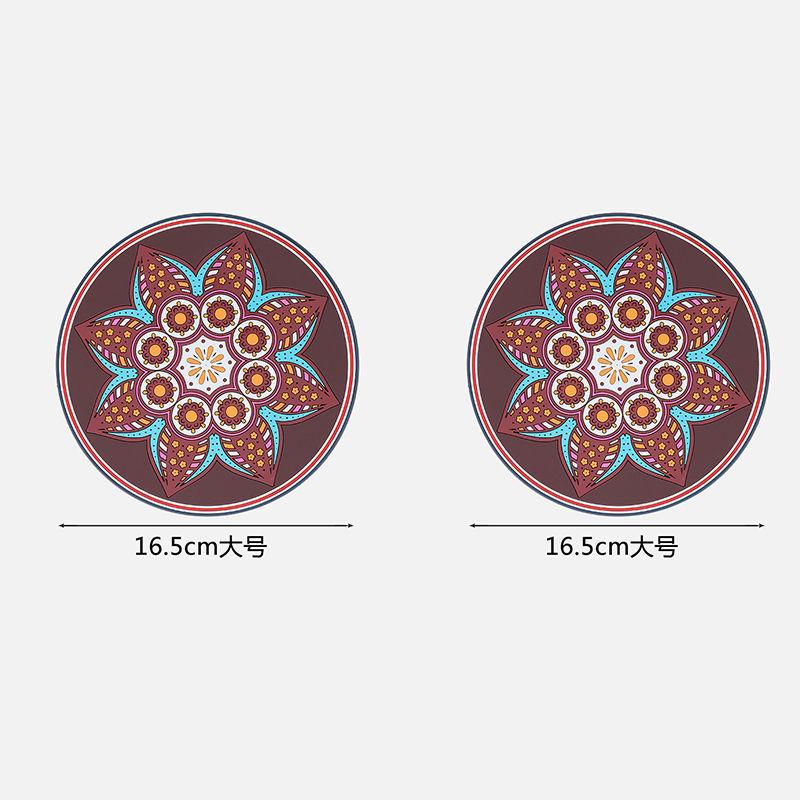 1/2/4pcs Mandala Pattern Creative Silicone Coaster Household Anti-scalding Mat Coffee Drink Coaster