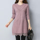 Plus Thick Autumn and Winter Sweater Women Loose and Warm Mid-length Bottoming Shirt Round Neck Knitted Lace Sweater Dress