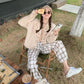 Autumn  Winter College Style Horn Button Knitted Cardigan Jacket Women Casual Fashion Loose Long-sleeved Simple Top