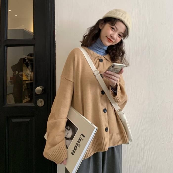 Loose Cardigan Sweater Autumn and Winter Long-sleeved Sweater Women Knitted Jacket
