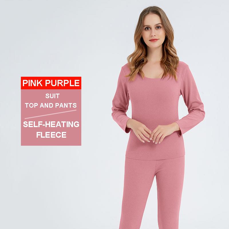 Plus Size Thermal Underwear Female Seamless Self-heating Ladies Autumn and Winter Plus Velvet Plus Velvet Tights Suit