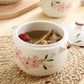 Chinese Style Underglaze Cherry Blossom Ceramic Soup Cup, Steamed Egg Pot, Water-proof Soup Pot with Lid
