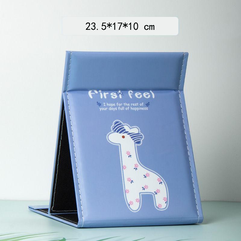 Cute Animal Pattern PU Soft Leather Foldable Desktop Makeup Mirror Portable Convenient Storage HD Mirror