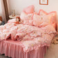 Korean Fashion Bed Skirt Four-piece Princess Style Lace Duvet Cover Girl Net Red Bedding
