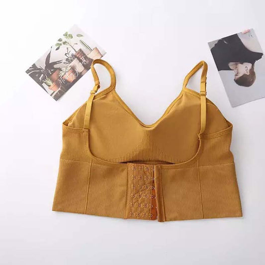 Add Fertilizer To Increase The Camisole Female Inner Wear Breasted Korean Version of The Large Size 200 Kg U-shaped Outer Wear with Chest Pad