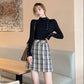 Button Half Turtleneck Sweater Women's Slim Fit Slim Long Sleeve Bottom Shirt Fashion Solid Color Stretch Pullover Large Size